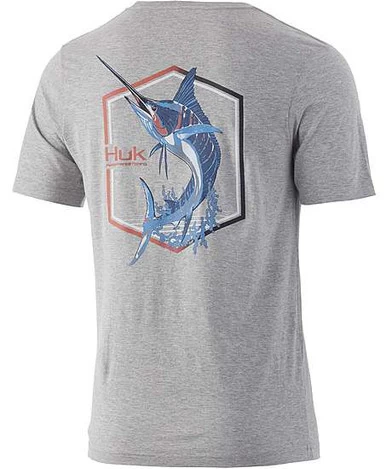 Huk Angry Marlin Short Sleeve T-Shirt - Heather Grey 1 Huk Angry Marlin Short Sleeve T-Shirt - Heather Grey