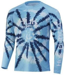 Huk Spiral Dye Pursuit Long Sleeve Shirt - Baltic Sea - X-Large