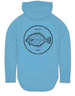 Jetty Flounder UV Hoodie - Light Blue - X-Large