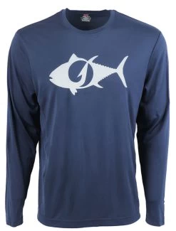 TackleDirect Tuna Logo Mens Performance LS Shirt - Navy - 3X-Large