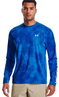 Under Armour Iso-Chill Shorebreak Camo Long Sleeve Shirt - Blue Circuit - L